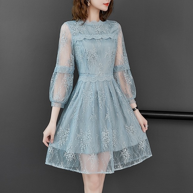 ワンピース レディース ドレス 送料無料 クルーネック 刺繍 花柄 切り替え 透け感 チュール レース ひざ丈 フリル フォーマルドレス パーティドレス 袖あり 長袖 カットアウト シフォン 切り替え パフスリーブ ドッキング レース チュール ハイウエスト 透け感 シースルー エレガント 大人可愛い きれいめ ゴージャス 華やか 上品 ブライダル オケージョン 美脚 脚長 高見え 格上げ お呼ばれ お出かけ パーティー フォーマル SM M L XL 2XL ブルー