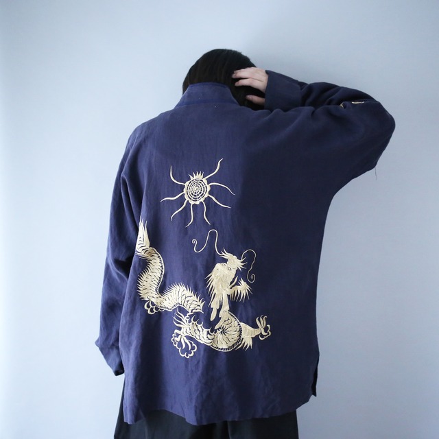 "刺繍×龍" loose silhouette special china shirt