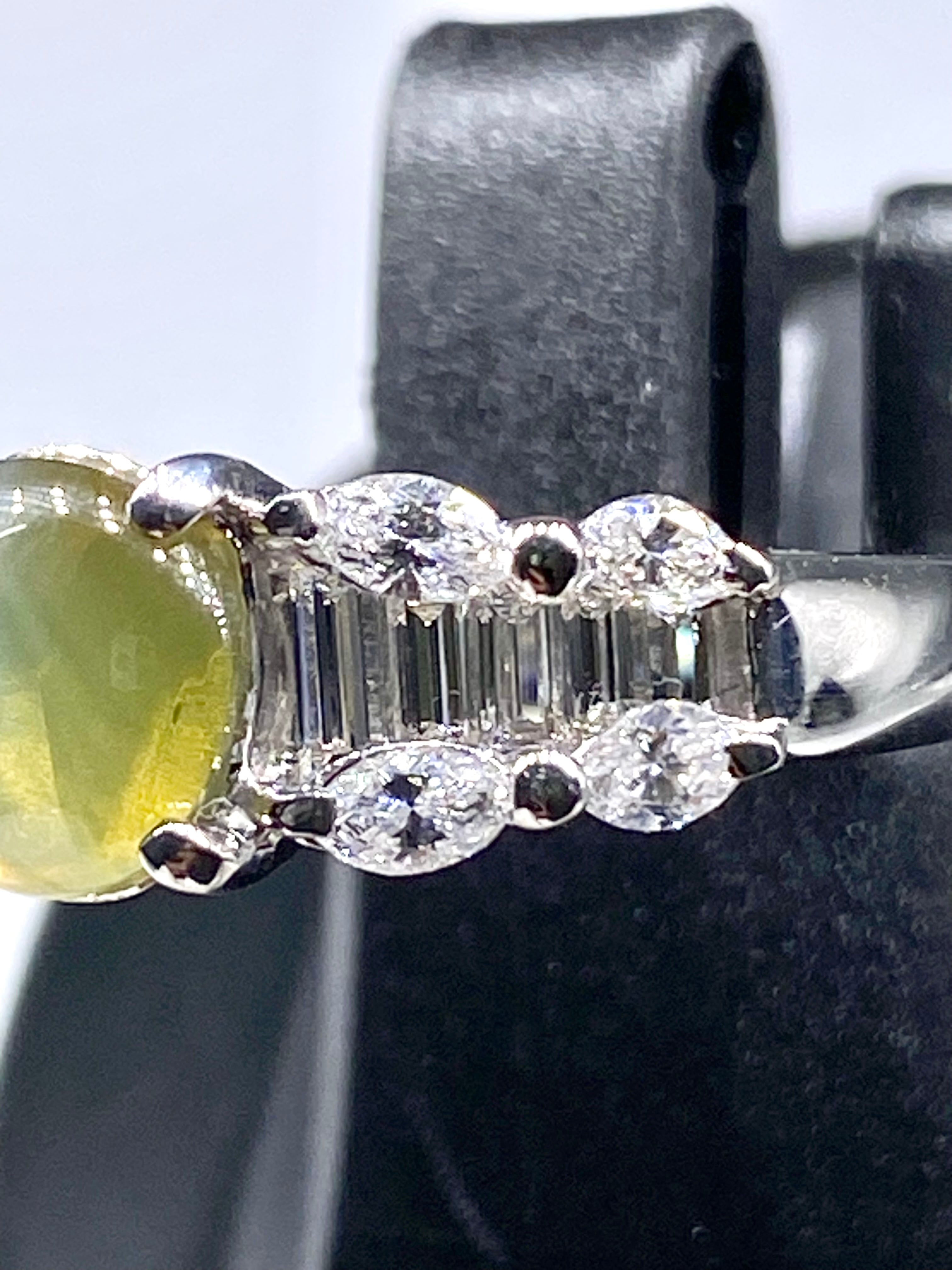 クリソベリルキャッツアイ 1.66ct / ダイヤモンド 計0.72ct Pt900