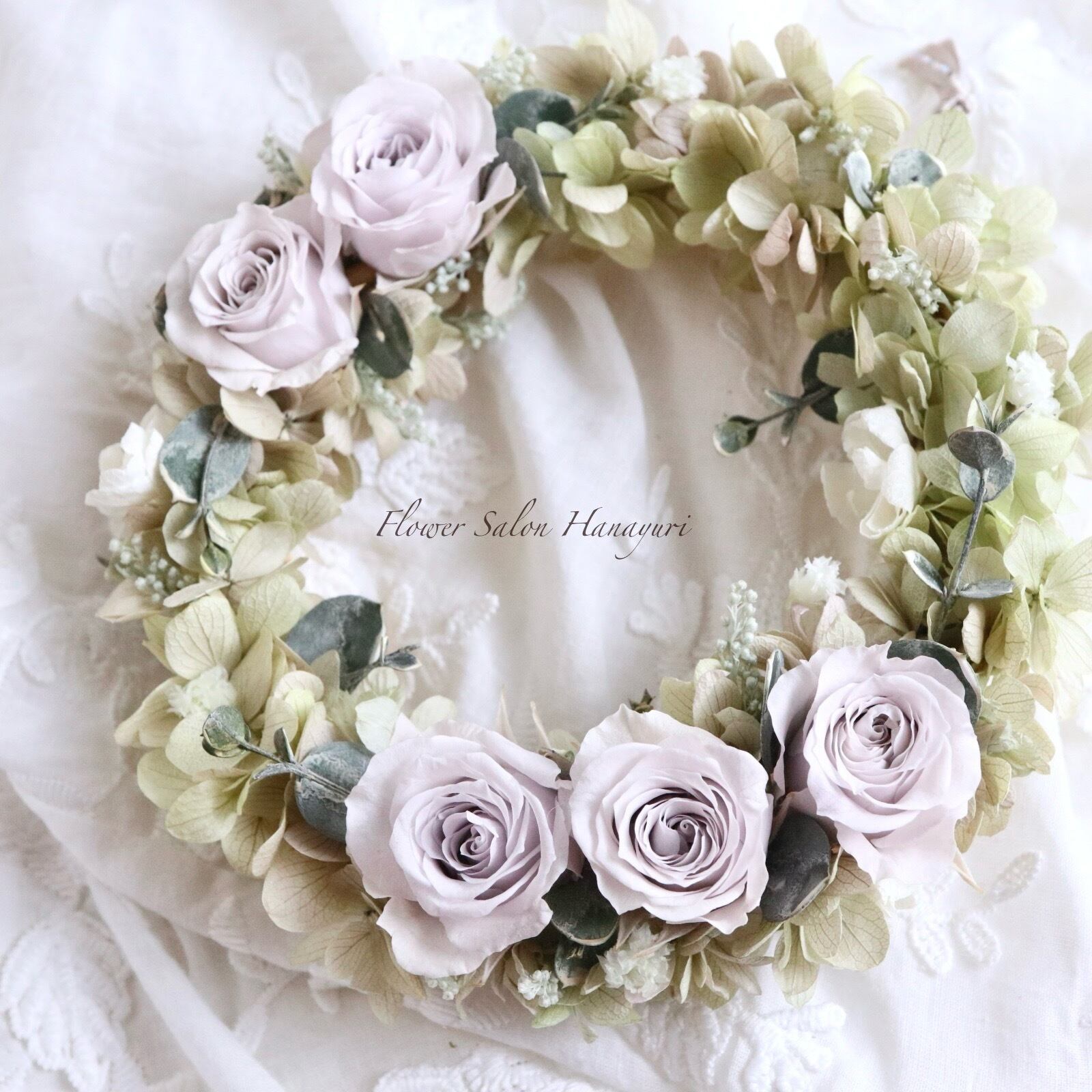 プリザーブドフラワー リース ソフトイエロー フラワーギフト お祝い