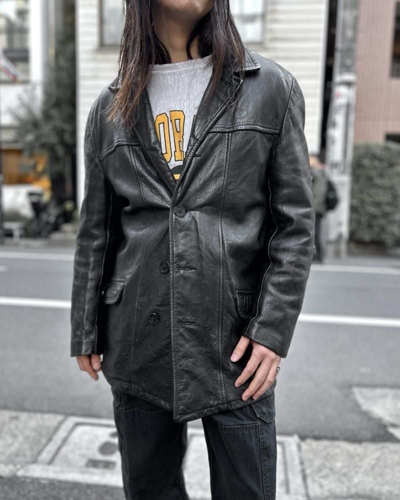 Vintage Lamb Leather Jacket [Unknown Brand] [1990s~] Black Button