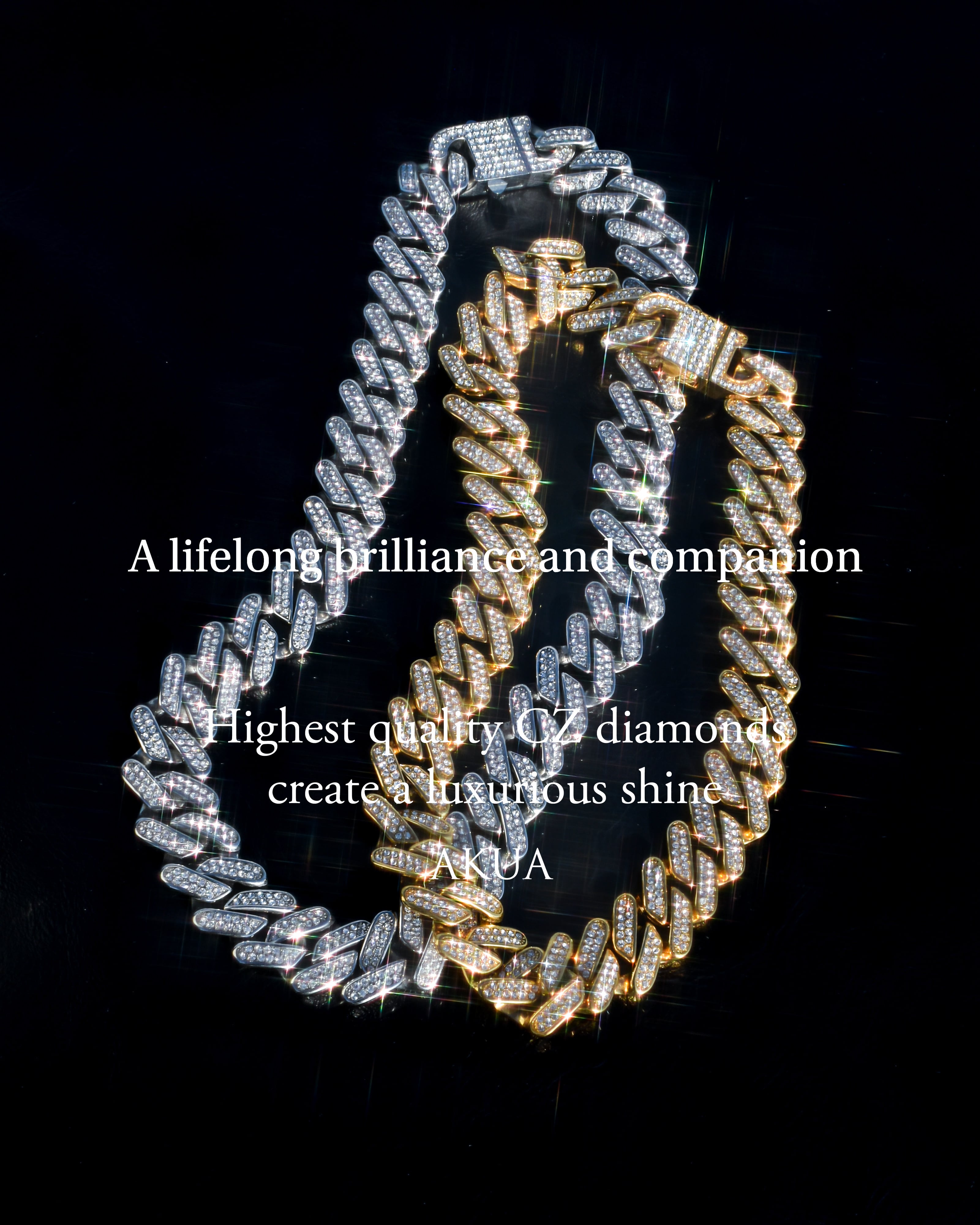アクセサリー Iced Out Miami Cuban Chain Necklace Iced out miami cuban chain necklace【GOLD/SILVER】 | AKUA