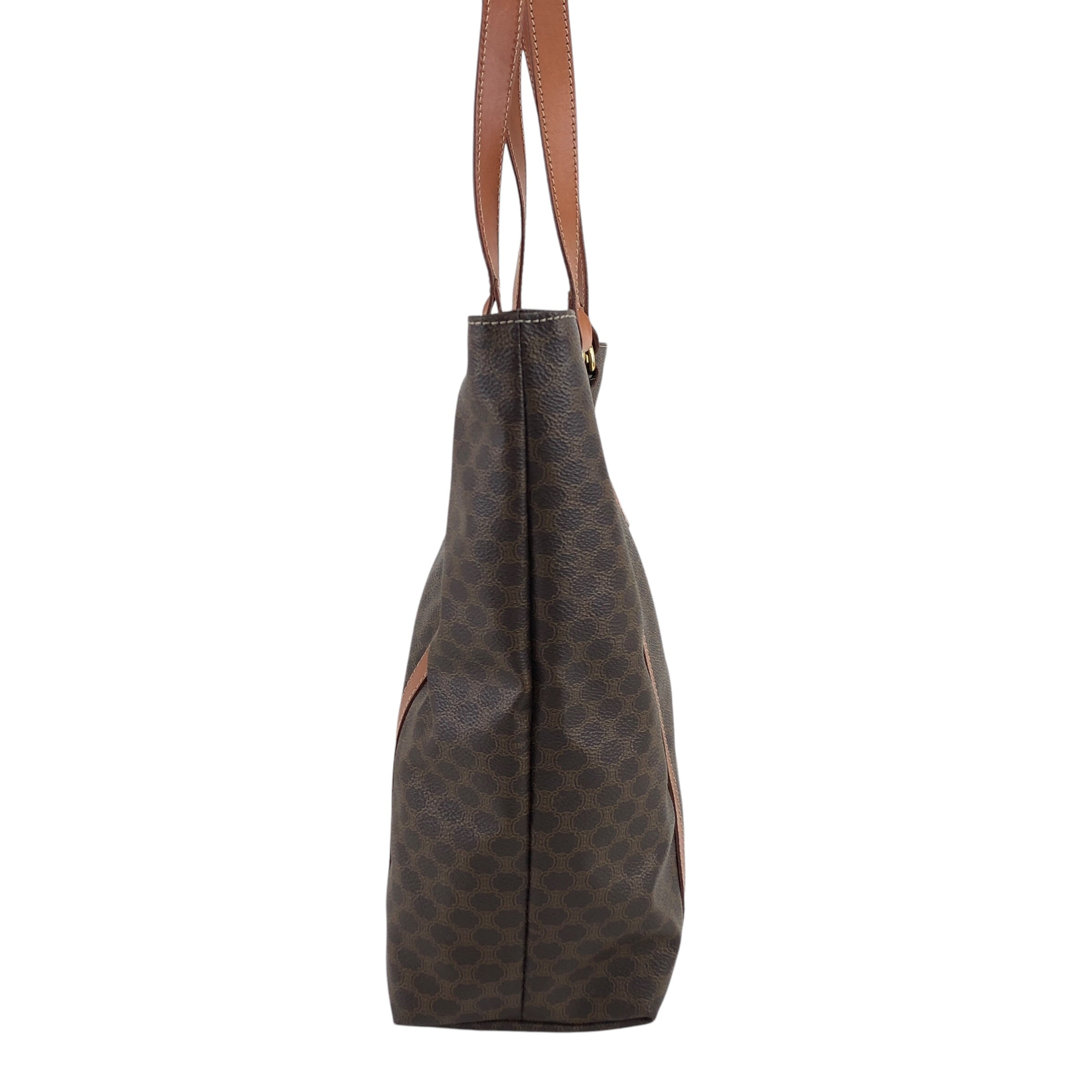 CELINE セリーヌ マカダム トートバッグ ブラウン ブラゾン型押し PVC
