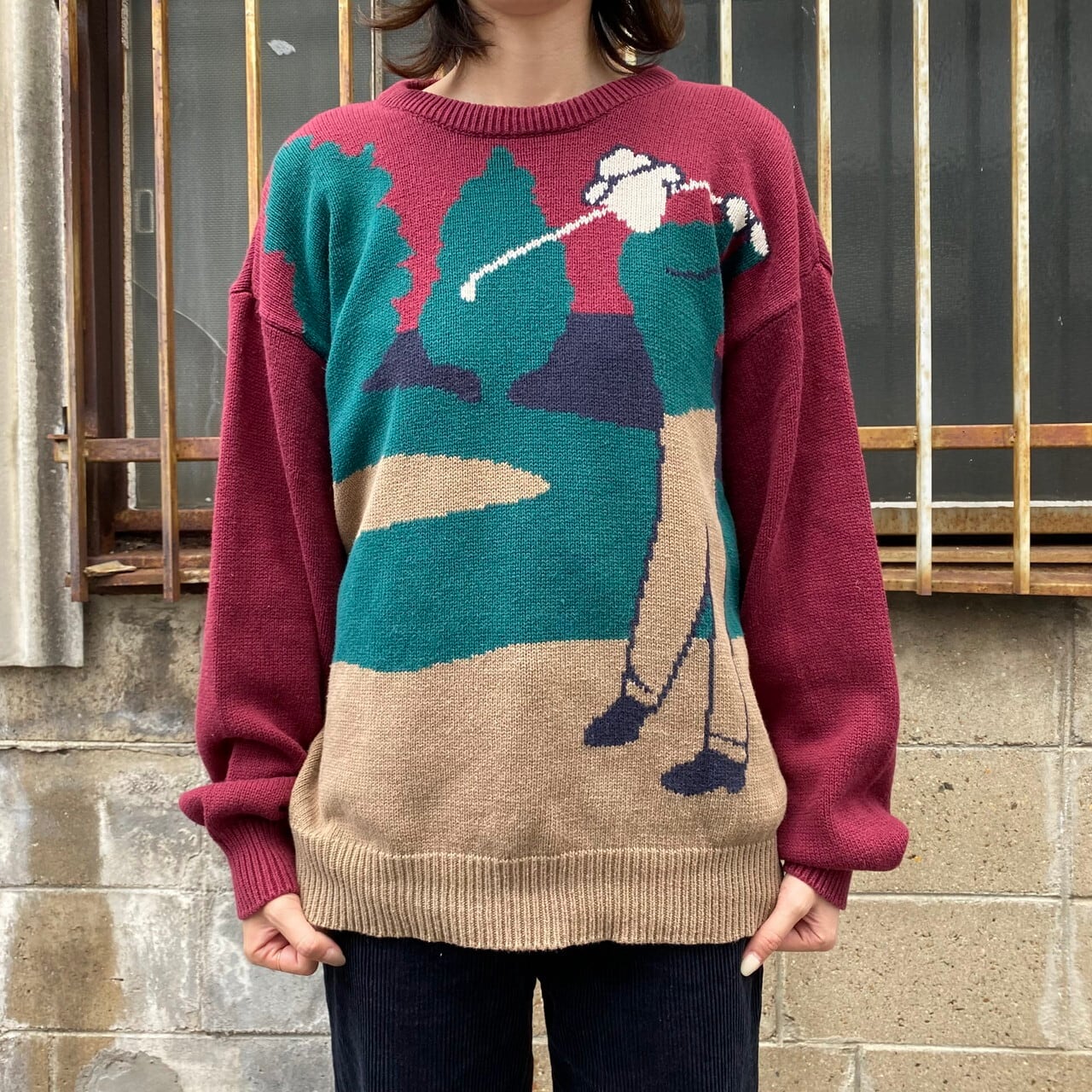 ポロ ラルフローレン コットン カーディガン 紺 ゴルフ 90s 刺繍