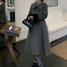リボンカラーダブルボタンフレアコート ・79049