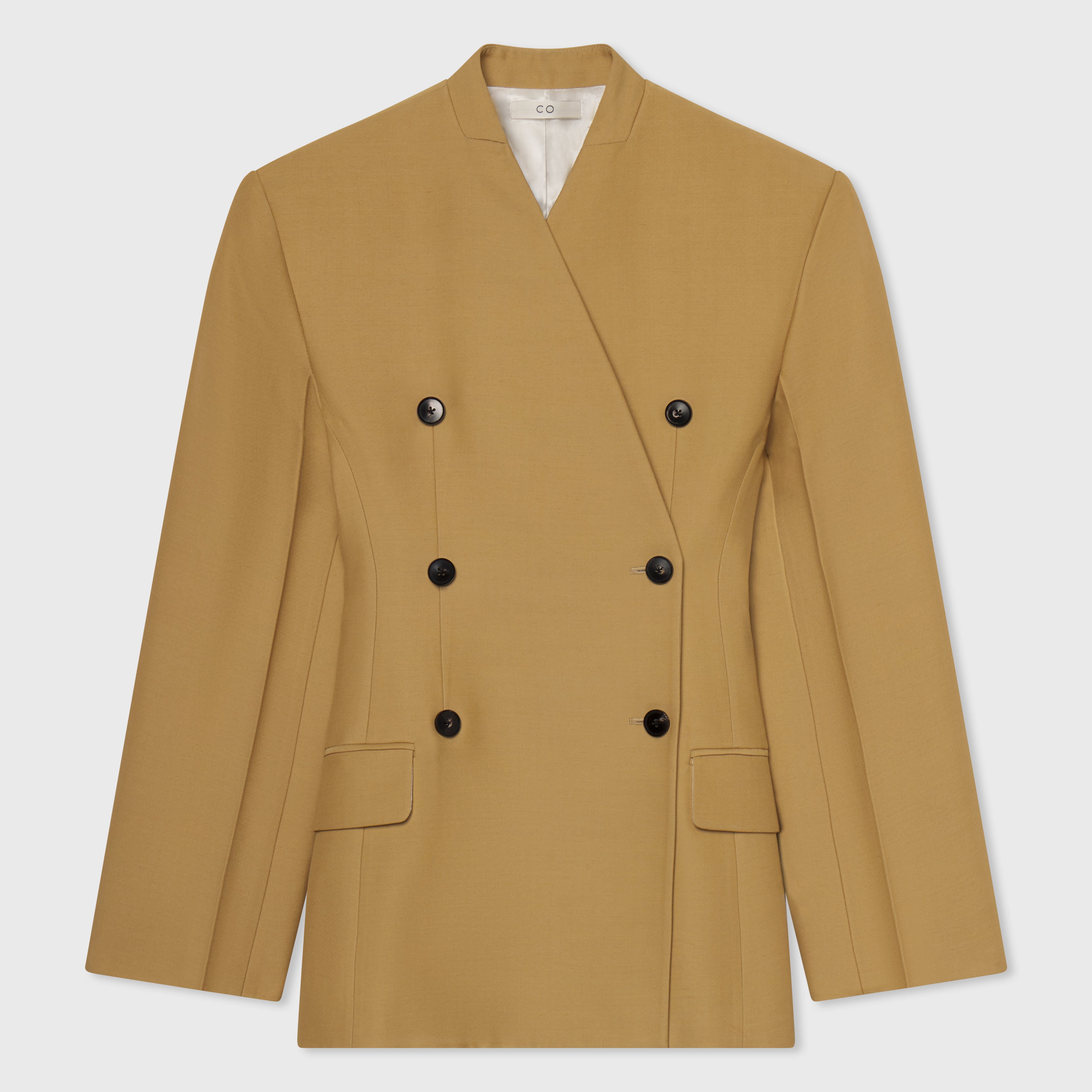 CO SCULPTURAL COLLARLESS JACKET CAMEL
