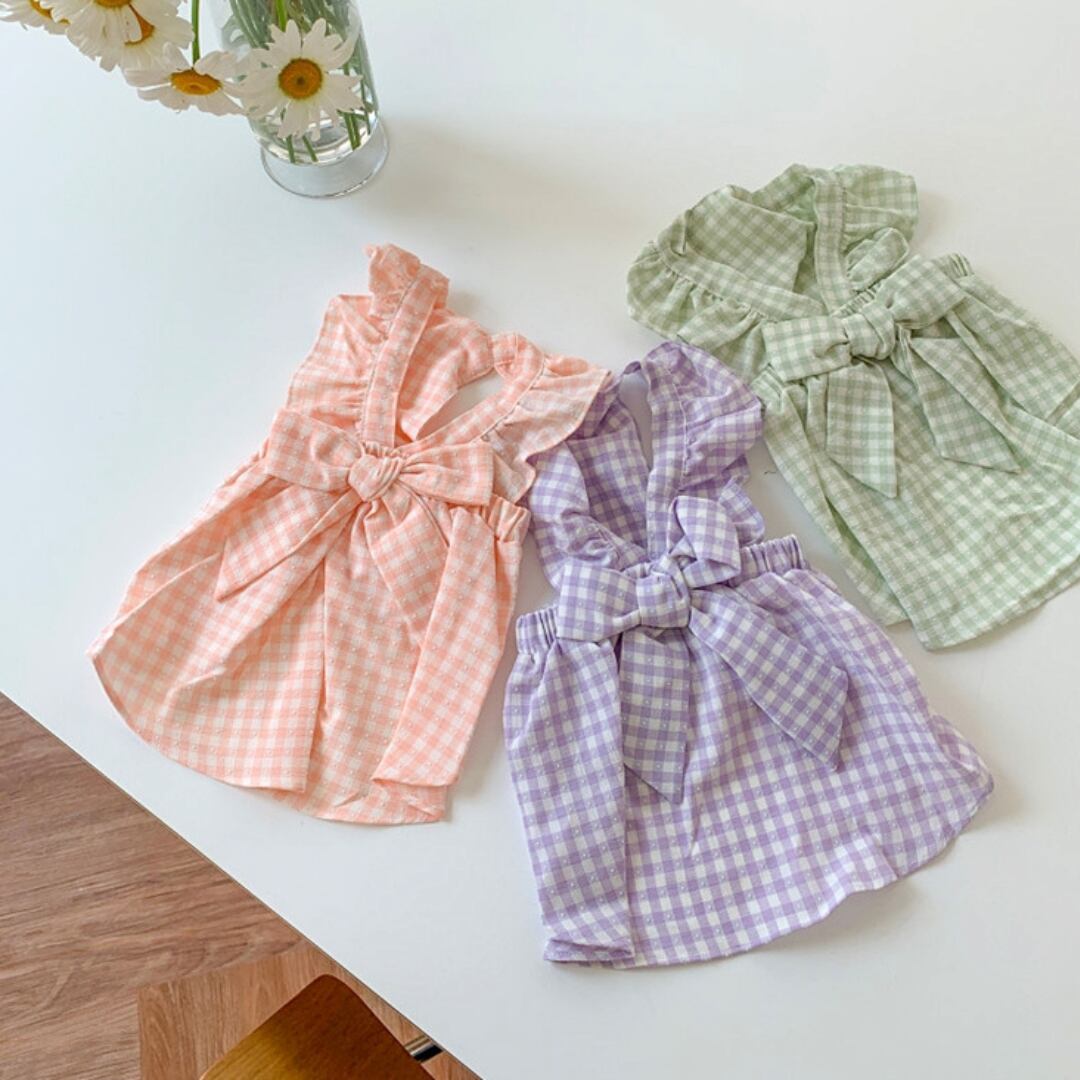 【全3色】チェックとフリルが可愛すぎ!キャミソールワンピ d1090