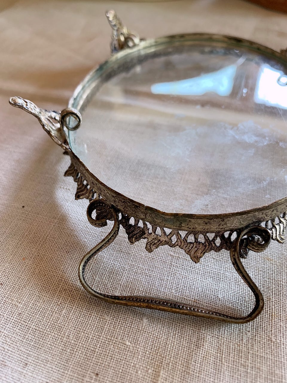 ガラス ジュエリートレイ オーバル シルバーカラー | Brocante de La