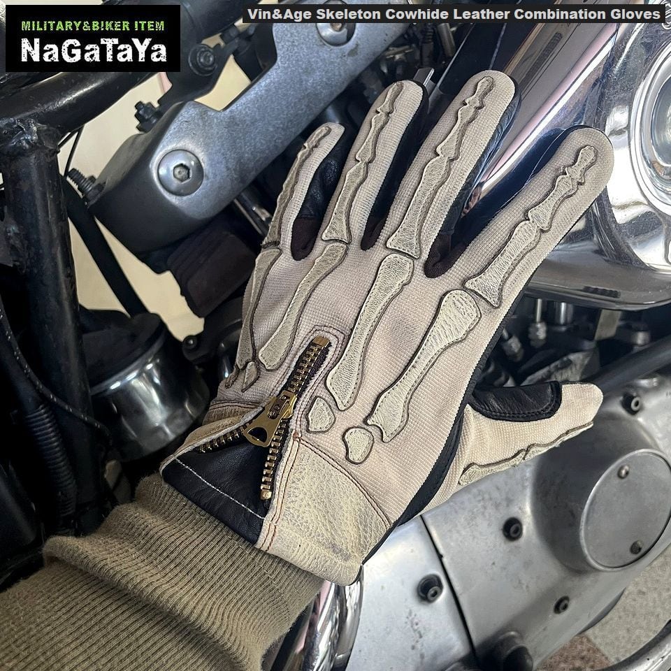 VIN&AGE TYPE VG15 スケルトングローブ アイボリー Mサイズ Vin&Age ヴィンアンドエイジ VG15 SKELETON GLOVES スケルトングローブ