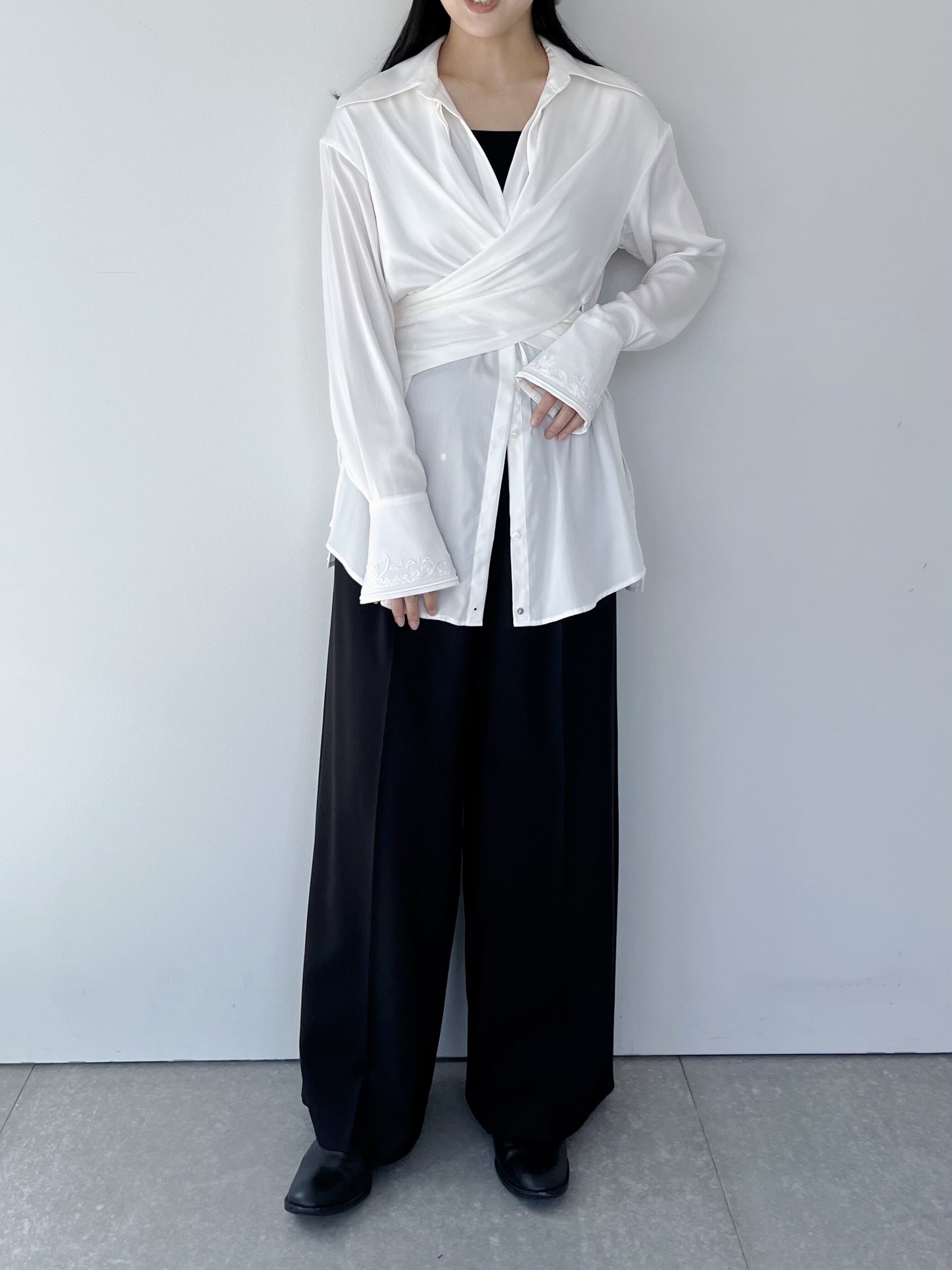 ミューラル　Framed embroidery wrap shirt　24AW MURRAL Framed embroidery wrap shirt | KOKO