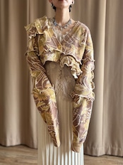 floral pattern frill remake knit cardigan-5152-2