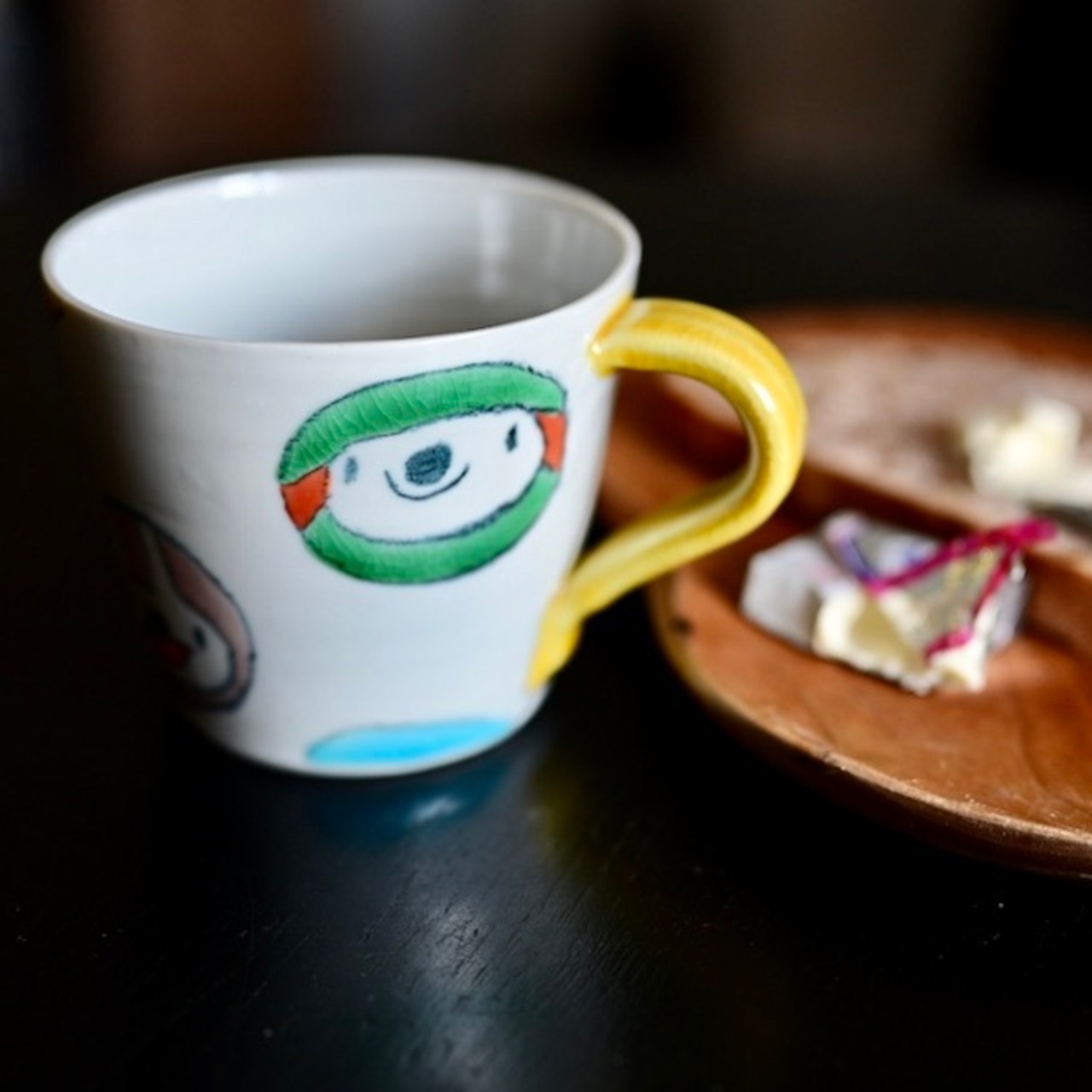 村田菜穂美作　オーレマグカップ　「まる紋アニマル」黄色いハンドル　［2104130000232］