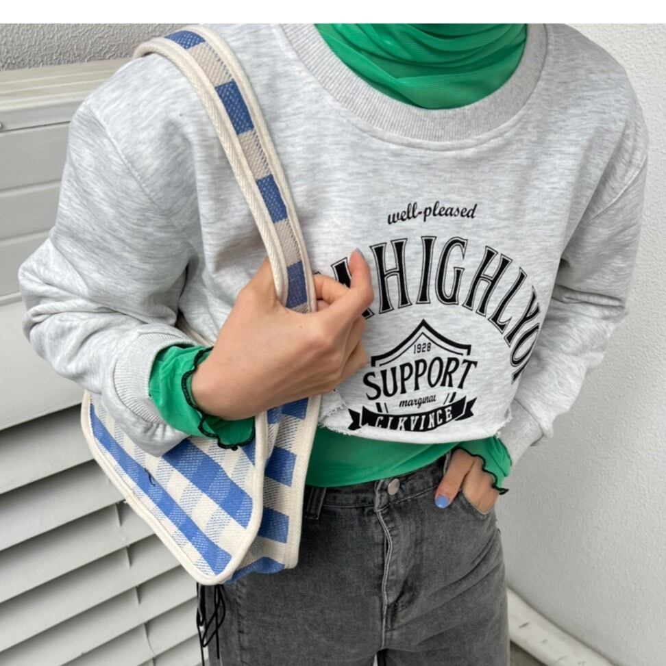 クロップド丈スウェットプルオーバー_LN0936