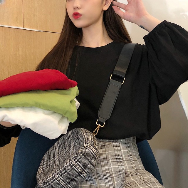 トップス レディース Tシャツ ロンT カットソー 袖あり 長袖 ボリューム袖 ふんわり袖 ぽわん袖 クルーネック かわいい 大人可愛い きれいめ シンプル おしゃれ おとな ナチュラル こなれ感 ラフ ガーリー 無地 通勤 通学 OL 学生 デート オフィス お出かけ 女子会 お泊まり 休日 ママ カフェ 散歩 ホワイト 白 ブラック 黒 ワインレッド ライトグリーン 春 秋 10代 20代 30代 韓国系 韓国 着回し 普段使い 重ね着 楽ちん 定番 ギフトお迎え ファッション コーデ 送料無料