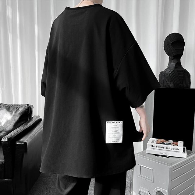 予約販売】Tシャツ 五分袖 メンズ ブラック ホワイト 無地 タグ