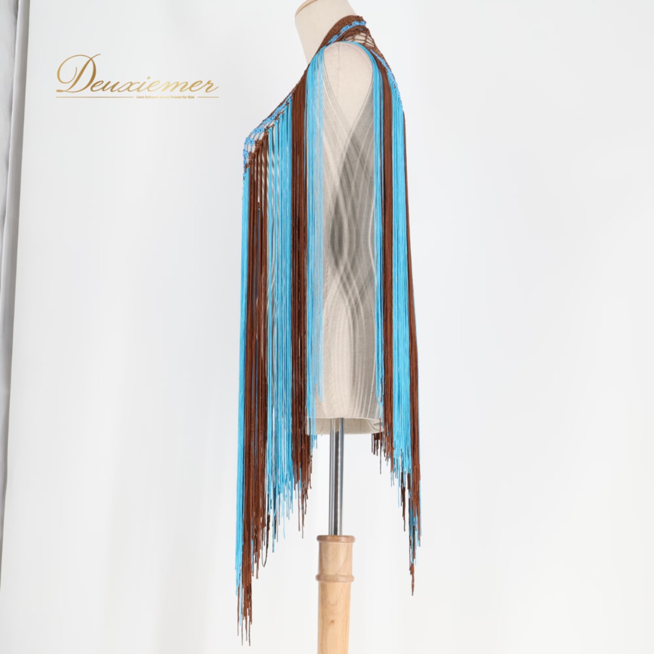 フラメンコ 衣装 シージョ ピキージョ ブルー系 ブラウン系 水色 茶色 フレコ フリンジ 編み込み ダンス パーティ 発表会 飾り 小物 踊り かわいい おしゃれ