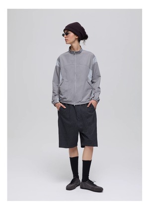 DECESOLO25SS UVカットパッチワークカラースタンドアップジャケット