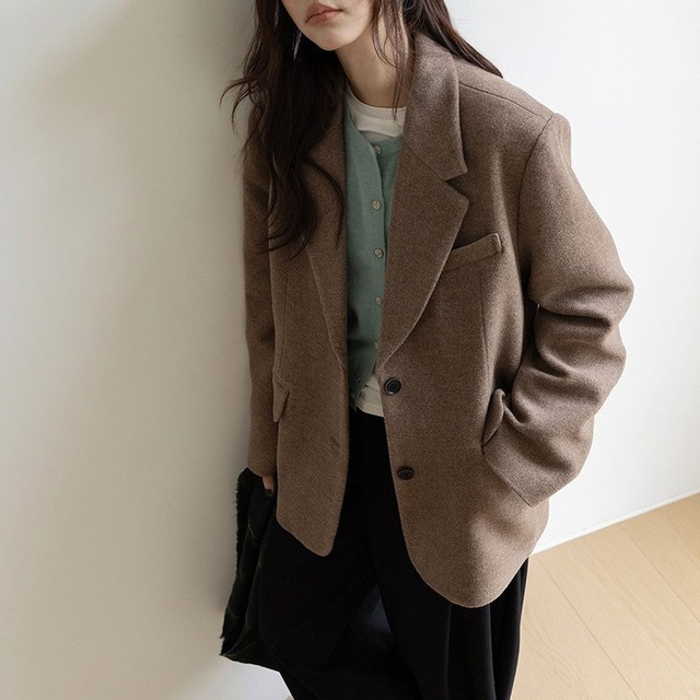 ルーズフィットバックボタンジャケット 2color [am03973]