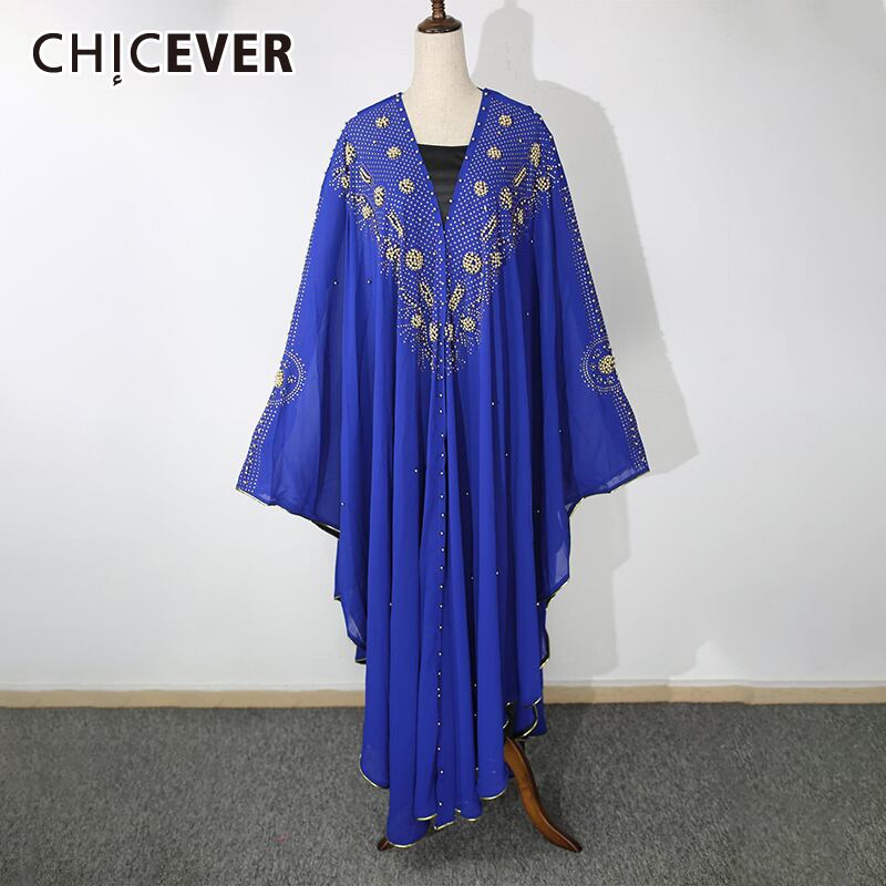 CHICEVERヴィンテージビーズレディースドレスVネックバットウィングスリーブラージサイズルーズドレス2020オータムワインダー服 大きめサイズ 秋物 ビンテージ 6base519342120629