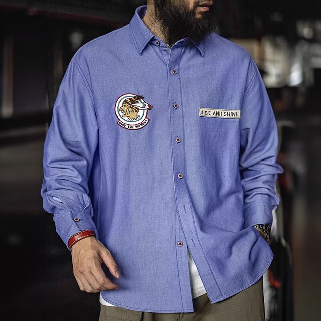 Native american patch oxford shirt 00477