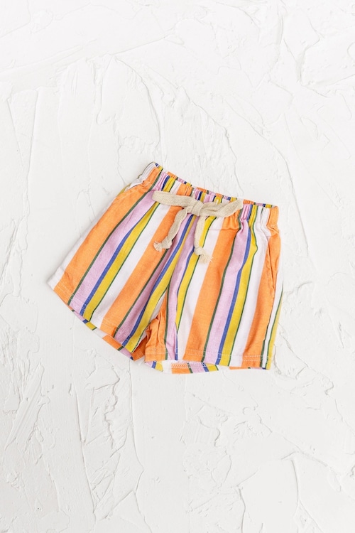 《Last one 6-12m 》 Linen Shorts - Pink/Orange
