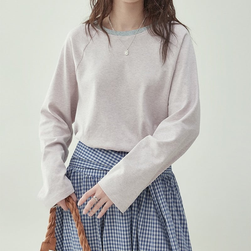 レイヤード風ルーズシンプルカットソー M1234