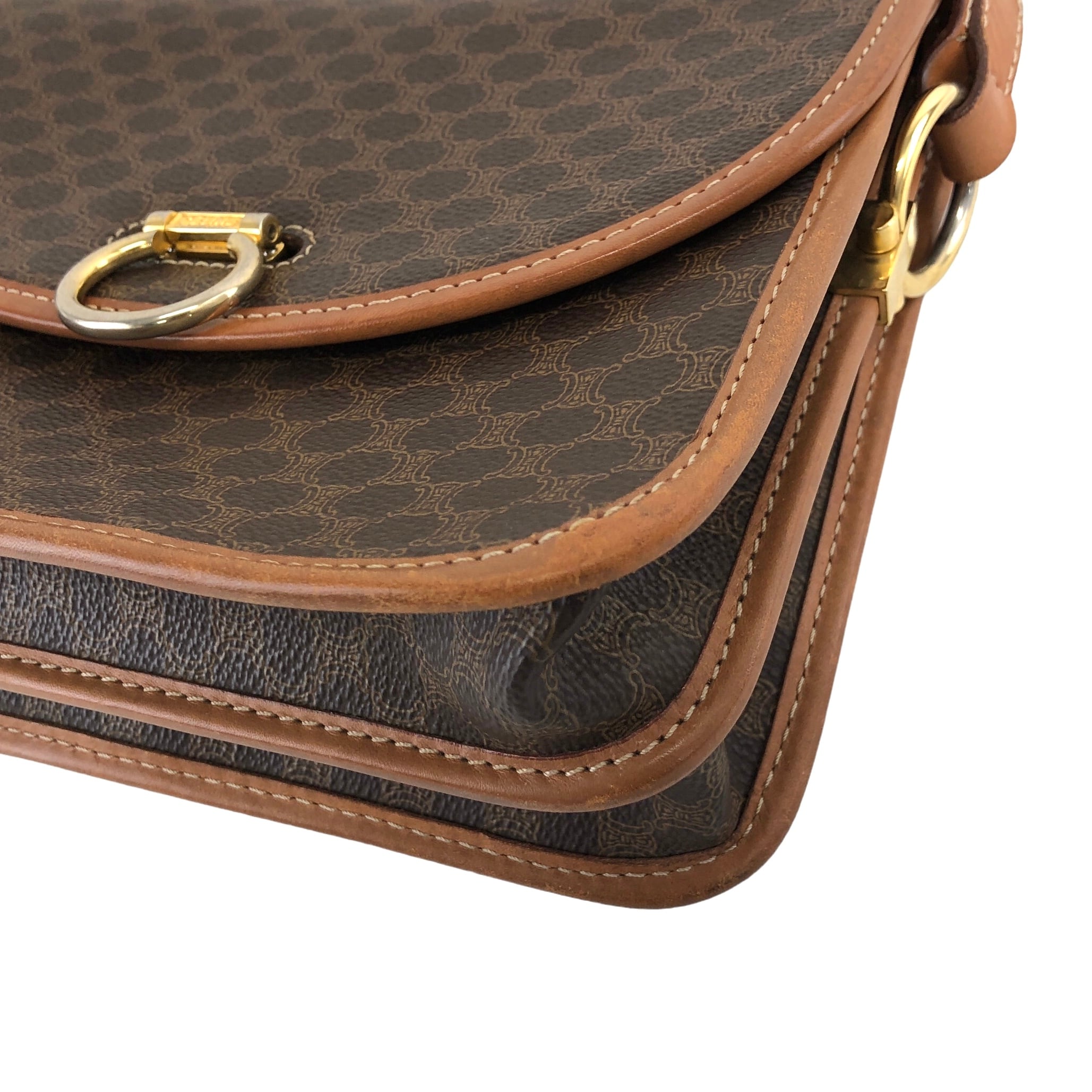 CELINE セリーヌ マカダム ホースシュー レザー ショルダーバッグ