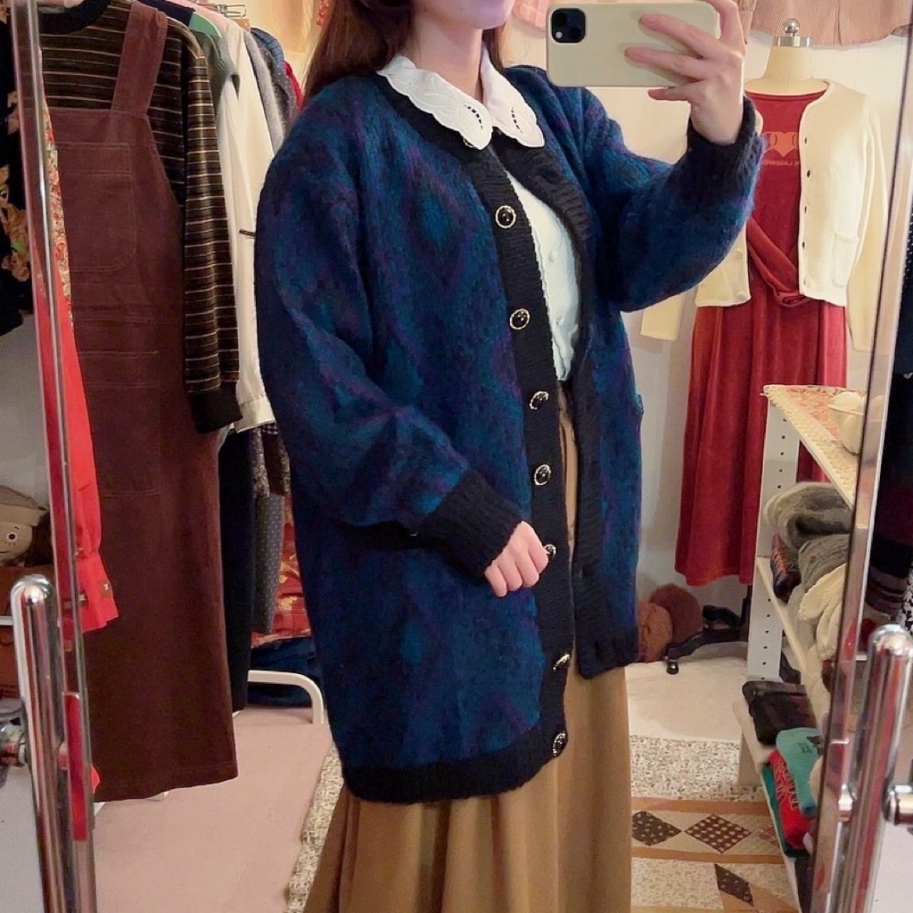 blue diamond liner knit cardigan