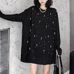 Black pearl patchwork slimming mid-length top (ME123)