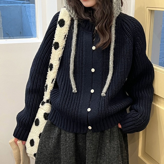 button-front simple cardigan　J00326