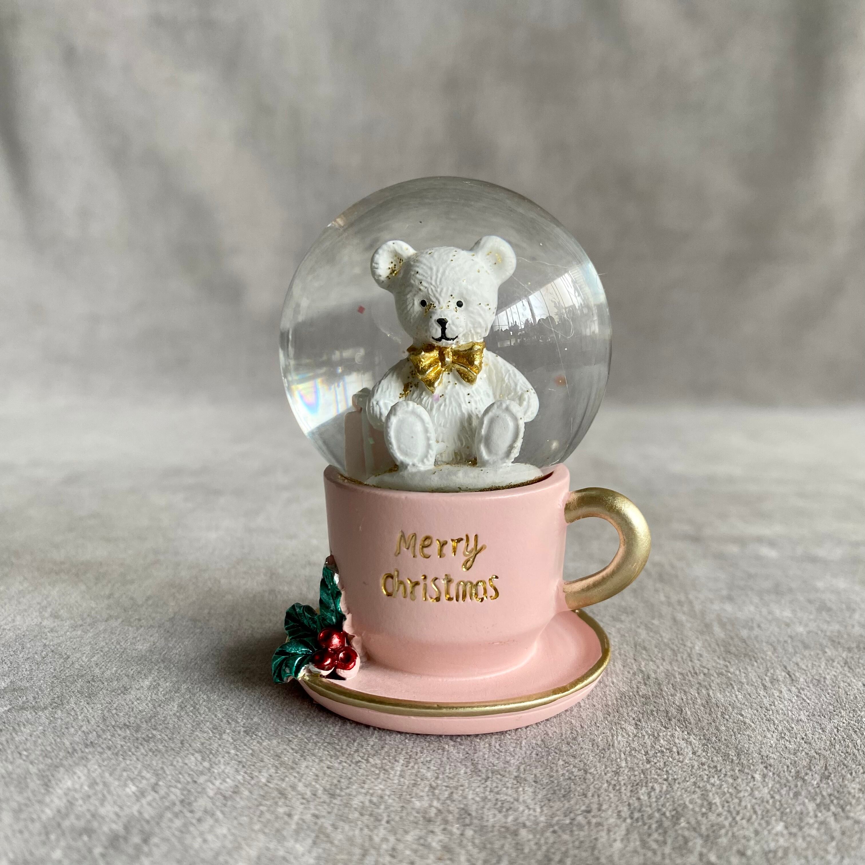 ミニ スノードーム ティーカップベアー PK/MG | ディスプレイ雑貨什器