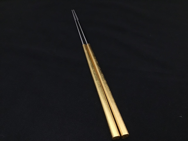 日本製　チタン箸（24K金箔）つや有り　鏡面【桐箱入り】【贈り物に最適】/ Titanium Solid Chopsticks