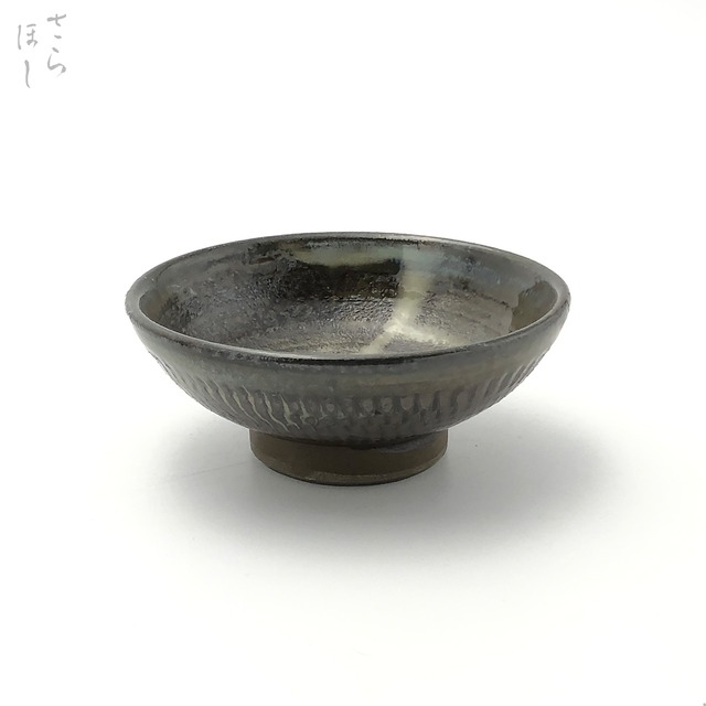 小鹿田焼 小袋窯 3寸小鉢 地飛びかんな 白なだれ 直径約9.5cm 陶器 和食器 民藝