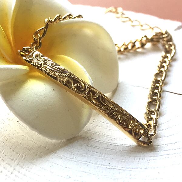 【AD刻印】14K ハワイアンジュエリー 3連プルメリア ブレスレット 箱付 ハワイアンジュエリー ブレスレット 3カラー プルメリア 【刻印OK