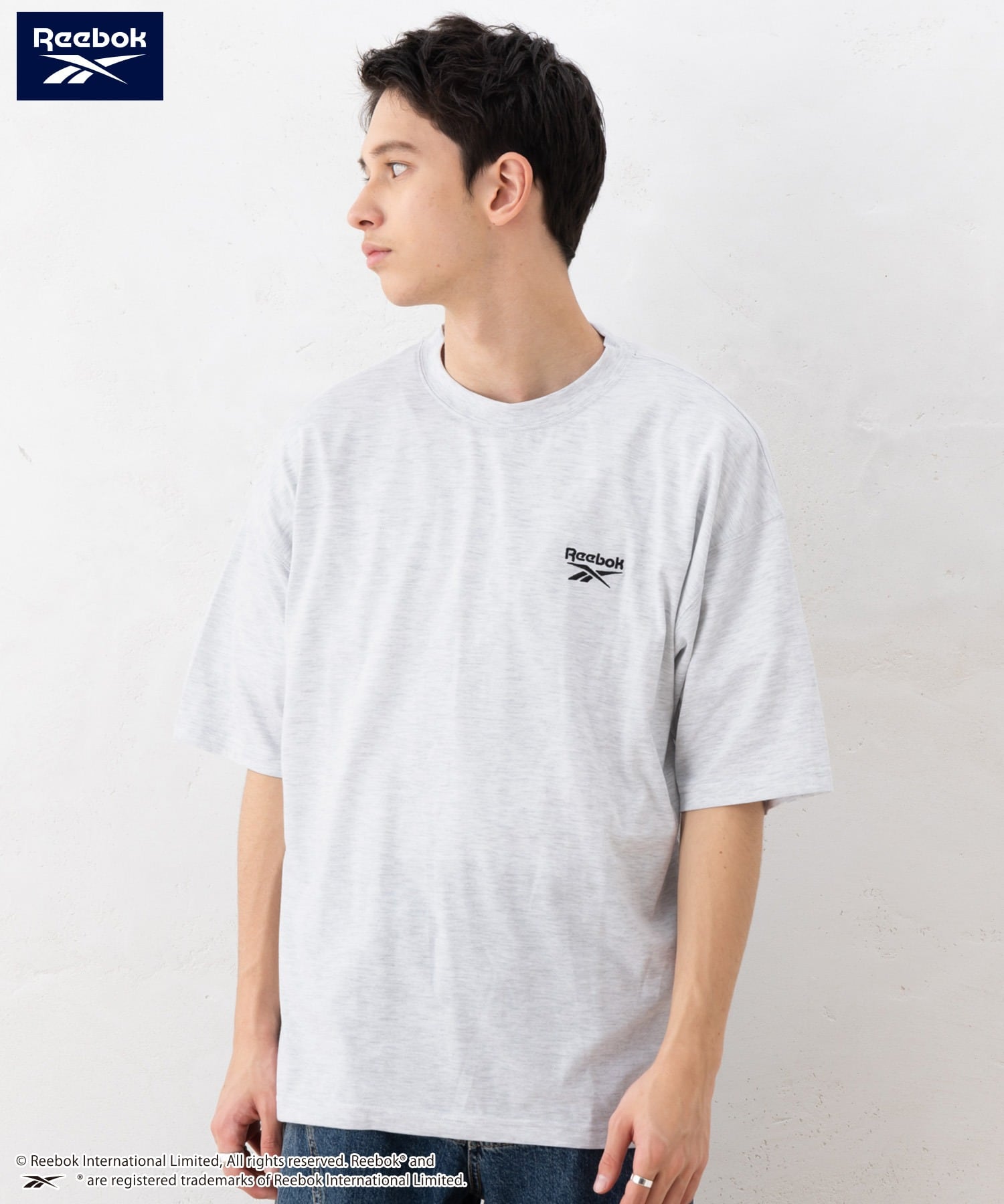 【EC別注】【Reebok リーボック】ブランド ロゴ ワンポイント 刺繍 半袖 Tシャツ