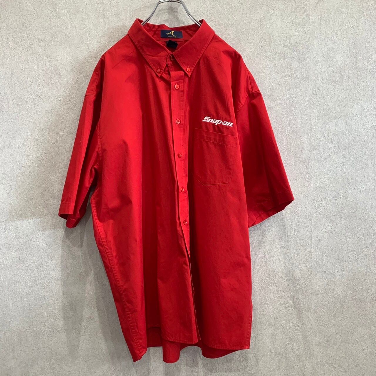 Snap-on スナップオン 半袖シャツ ワンポイント 刺繍 シンプル サイズ XXL レッド