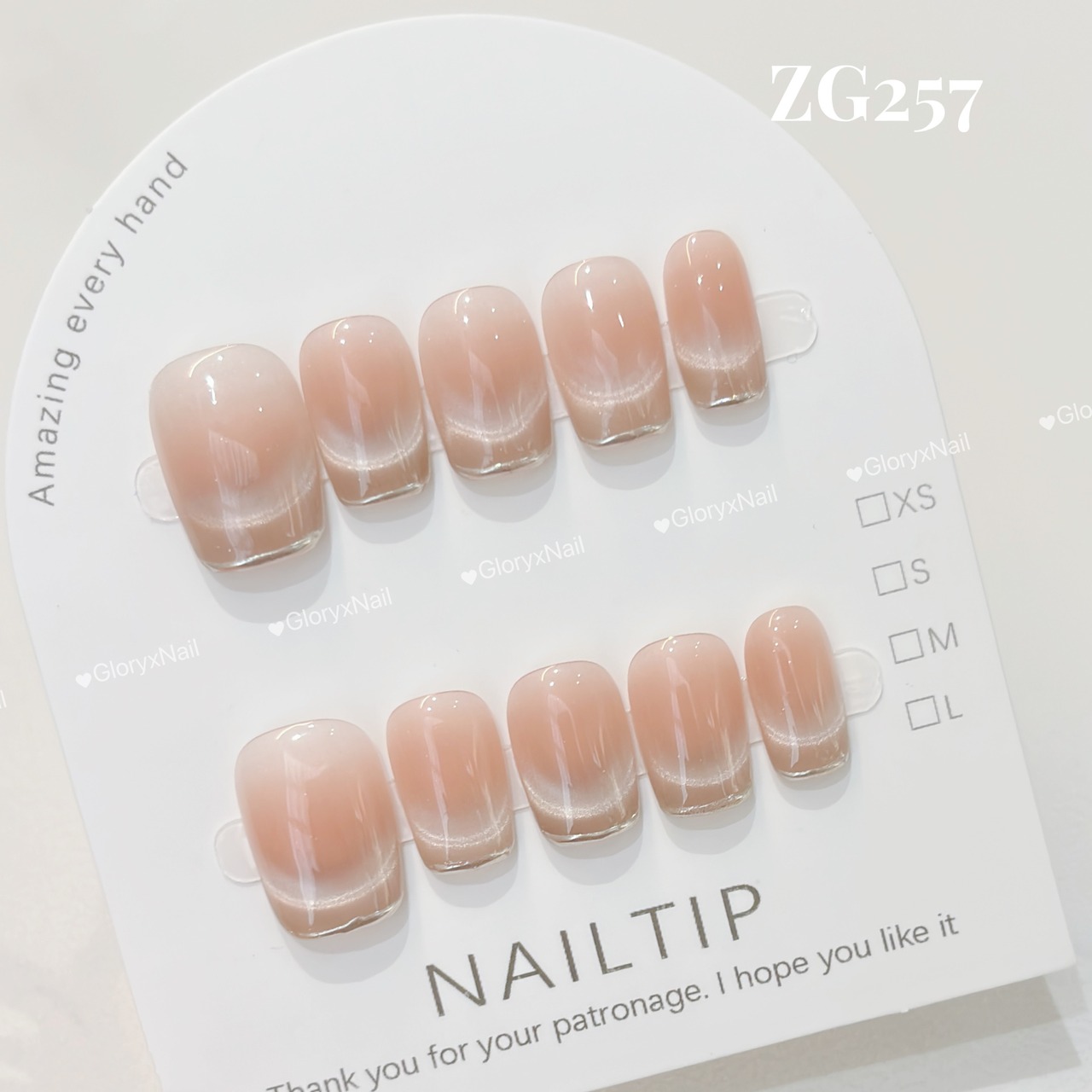 ZG257 ネイルチップ ハンドメイド サイズXS/S/M/L ツールキット付き 収納ケースあり