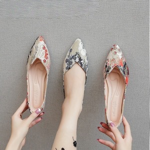 ジャカードポインテッドフラットシューズ　2カラー　YS00035