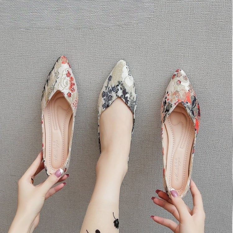 ジャカードポインテッドフラットシューズ　2カラー　YS00035