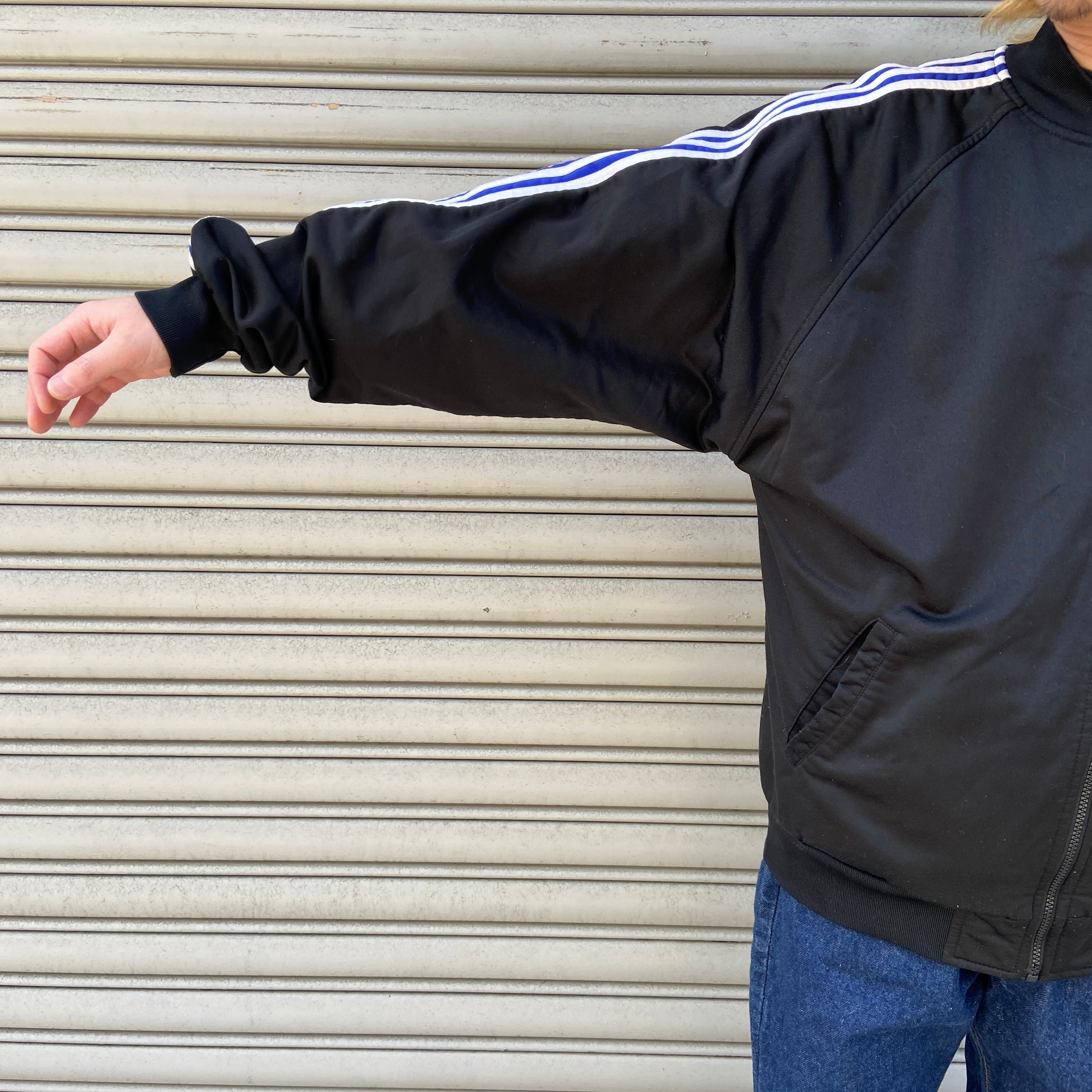 送料無料』80s adidas 万国旗タグ トラックジャケット ブラック M 黒 
