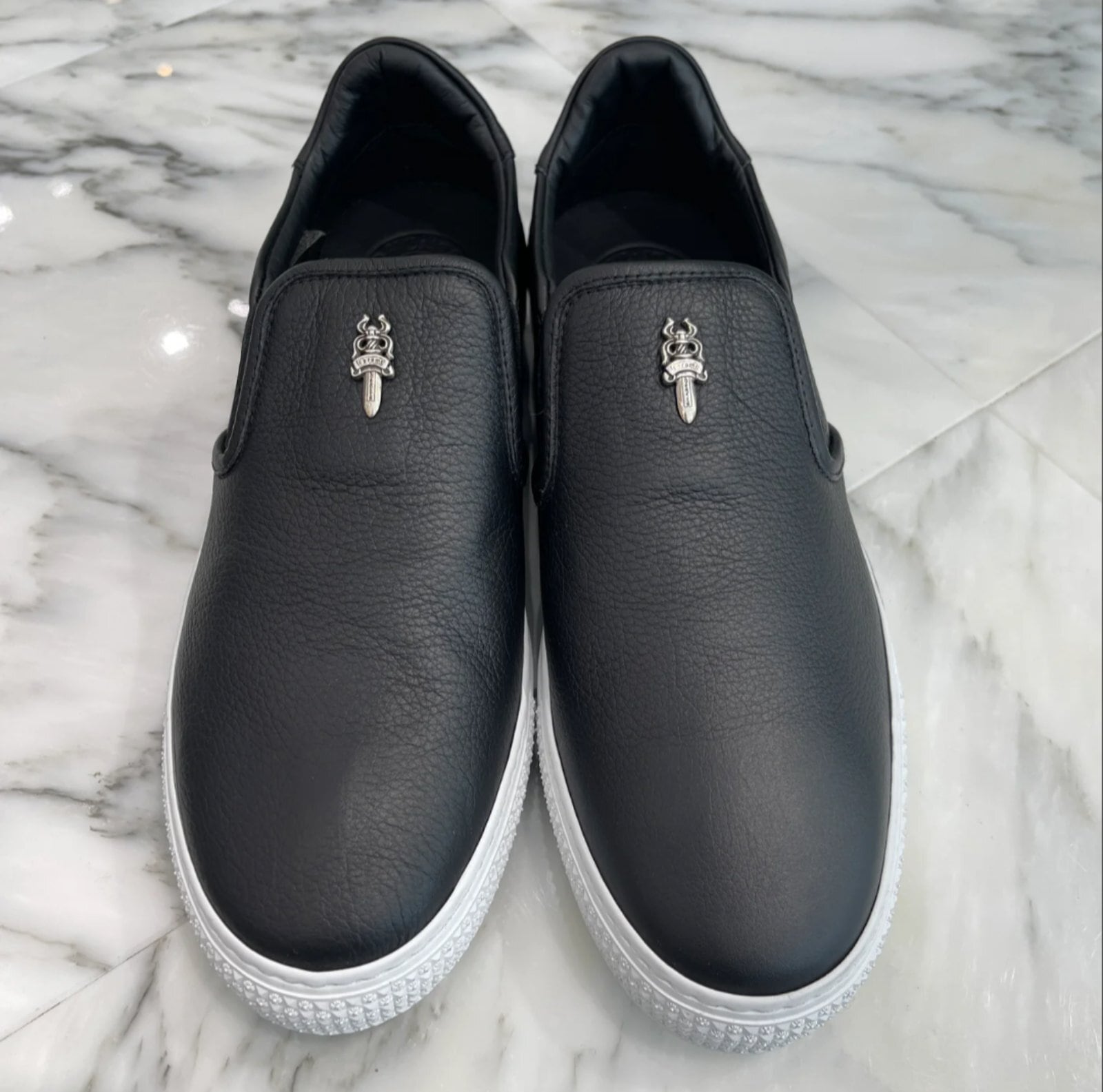 【CHROME HEARTS】 CHパッチ ダガー付き レザースリッポン CHROME HEARTS クロムハーツ CHプラス レザーパッチ ダガー