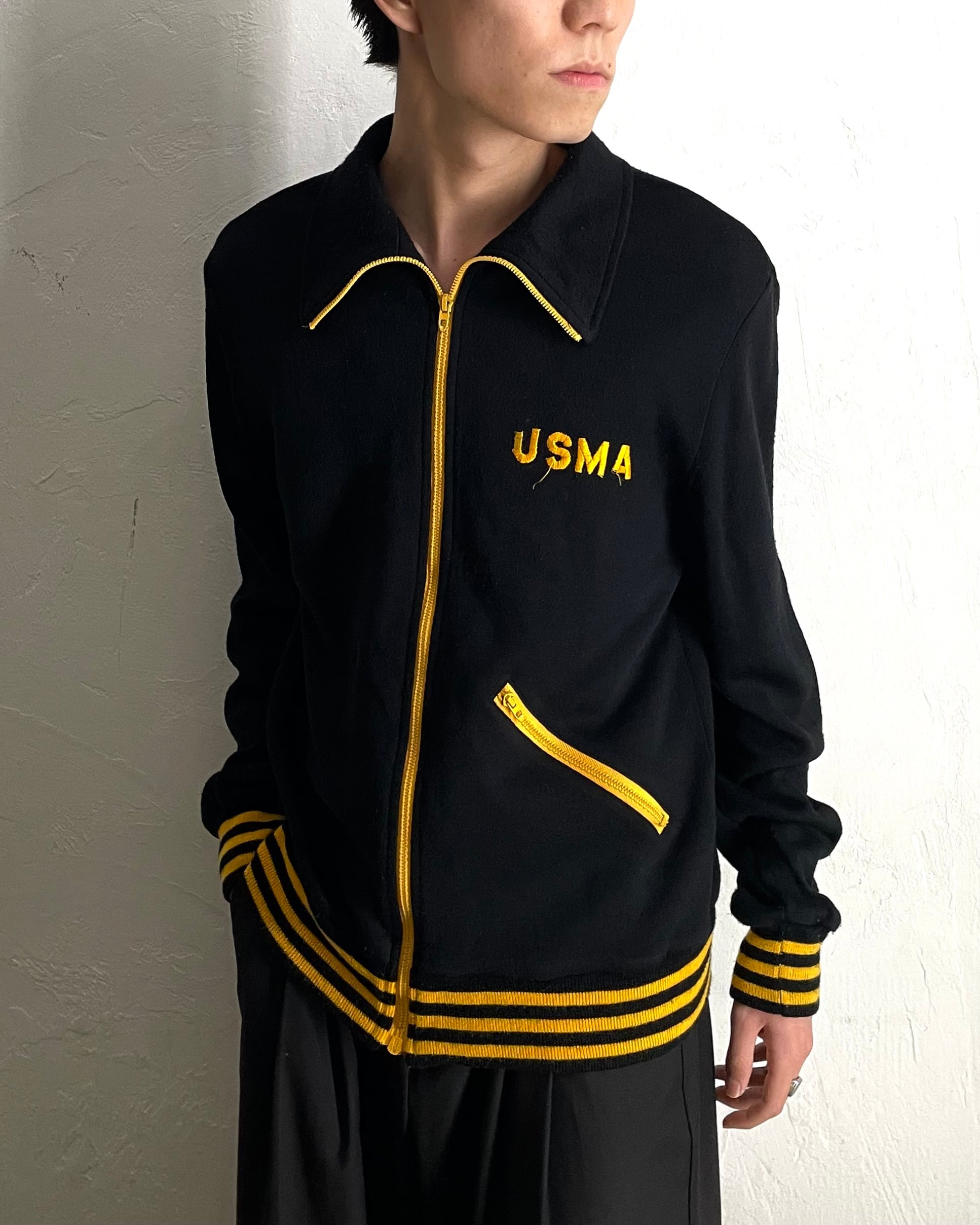 ~80s WHITE STAG "USMA" High-Neck Track Jacket