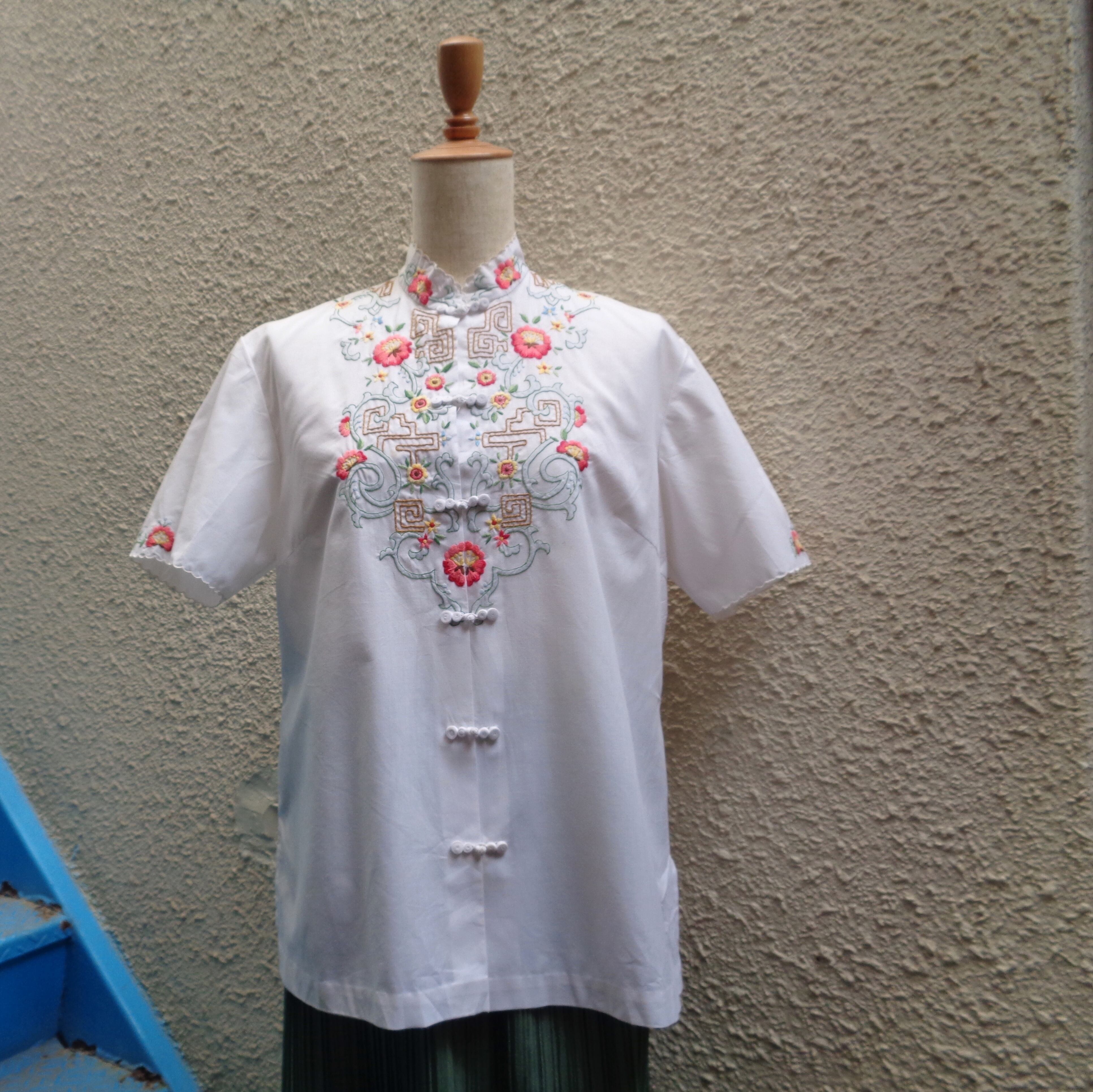 Flower embroidery china shirts/花刺繍 チャイナシャツ | BIG TIME