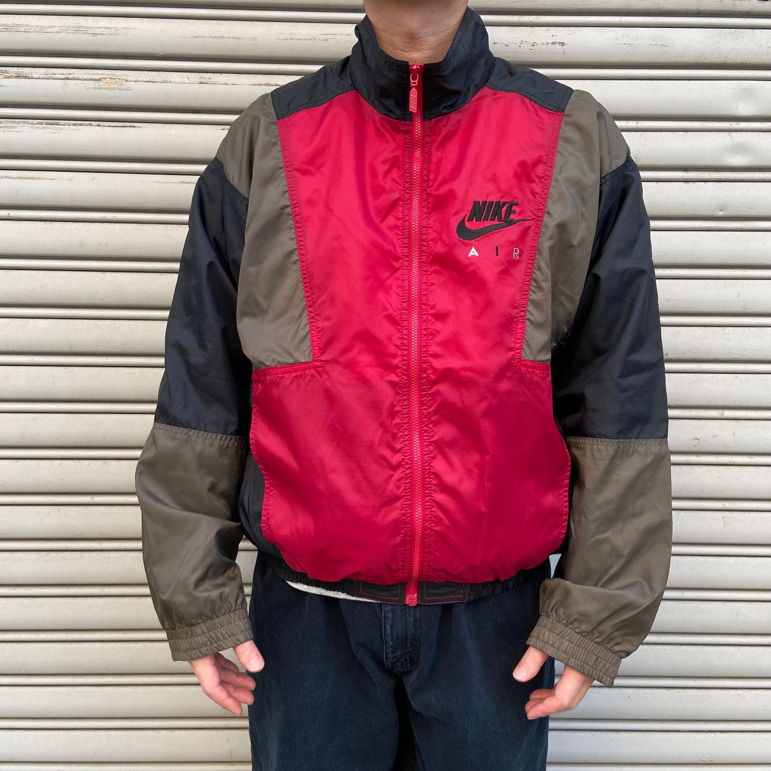 90-00s NIKE ナイキ ナイロンジャケット AIR レッド ブラック M | 古着