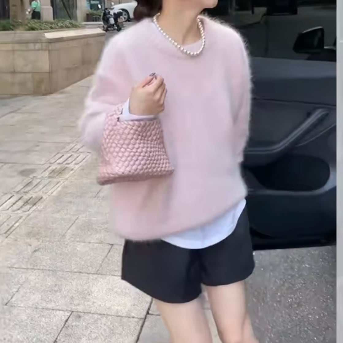pink round neck soft knit