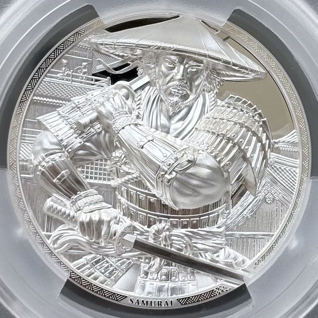 【5オンス 限定555枚 最高鑑定】SAMURAI 2025年 クック諸島 25ドル 銀貨 5oz PCGS PR70 DCAM First Day of Issue サムライ 侍 #177