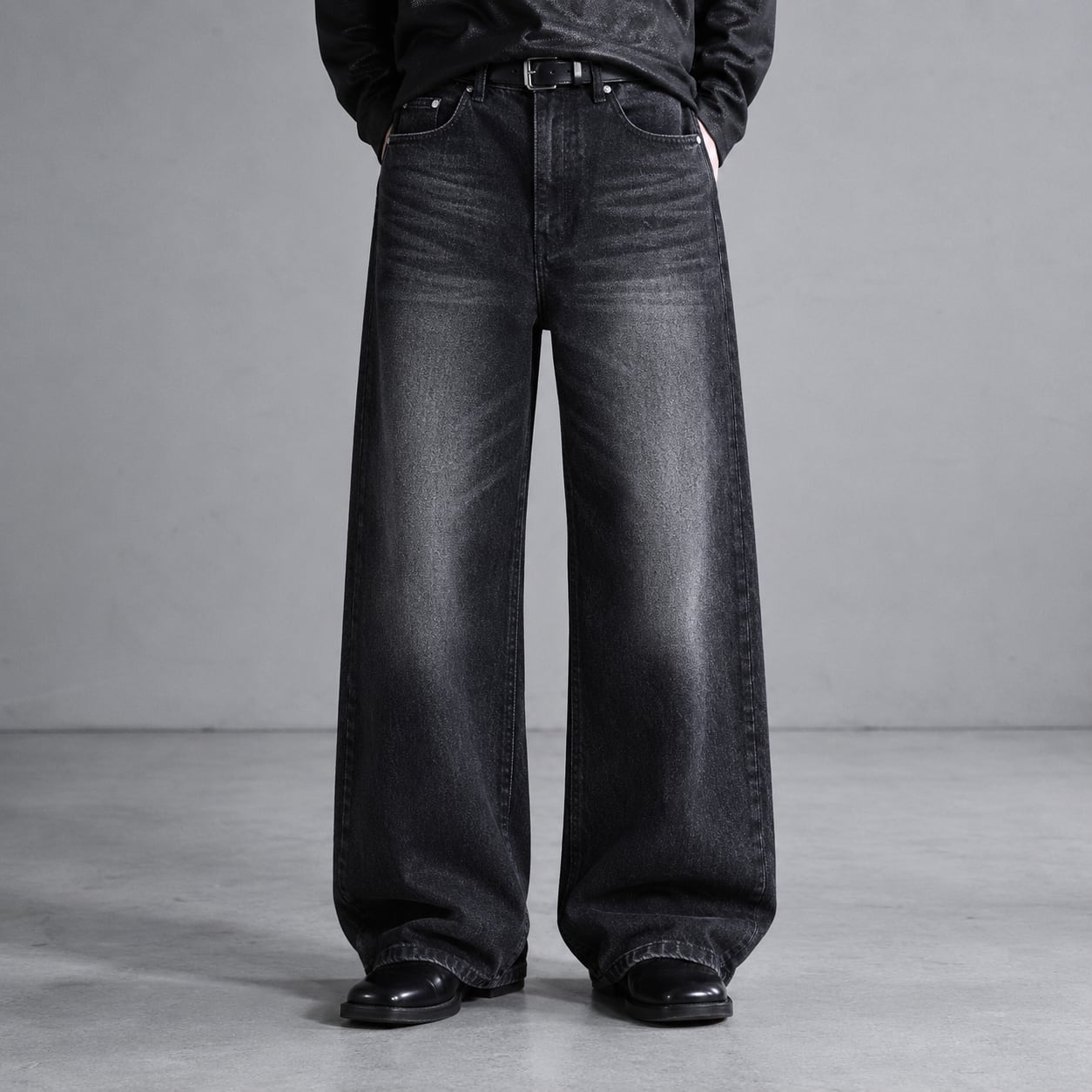 Black Wide Loose Denim 0007