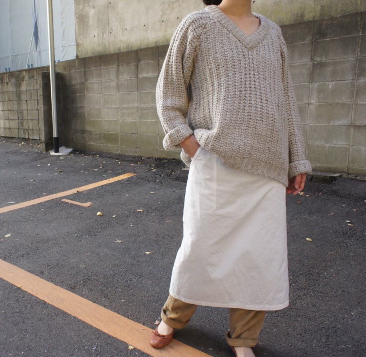MES DEMOISELLES Paris(メドモアゼル) 　ローゲージニットVネックセーター　グレー