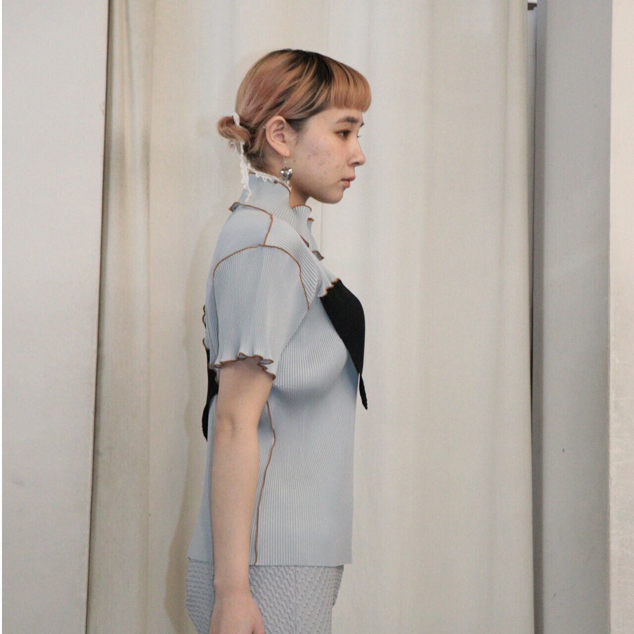 kotohayokozawa Short sleeve top High neck type (GRAY) TD23S-P04