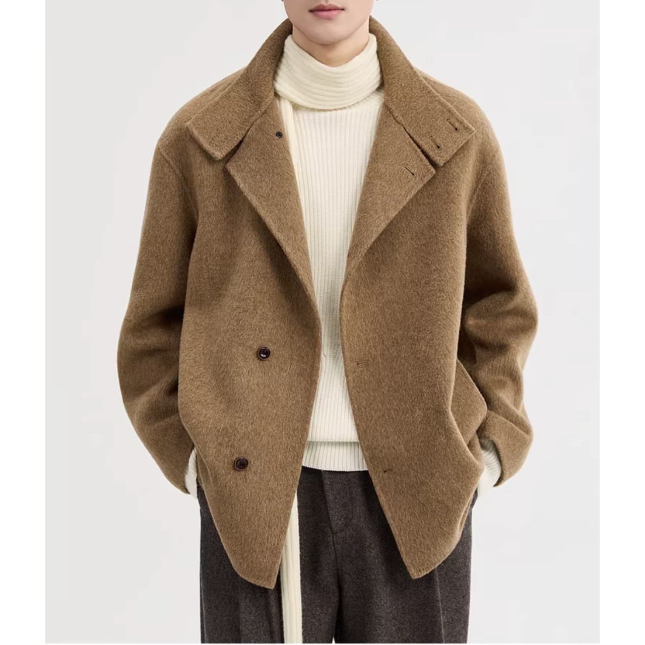 ボタンフロント ヒップ丈ジャケット af0438